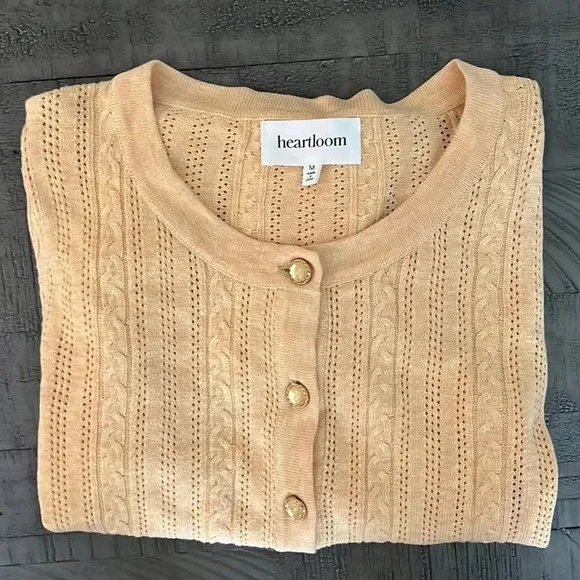 Heartloom Vale Cardi‎ Yellow Button Down Cardigan Sweater - Medium - Picture 4 of 14